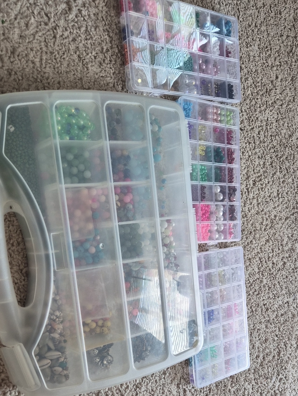 Clear Multi-Compartment Jewelry Bead Organizer - White/Clear